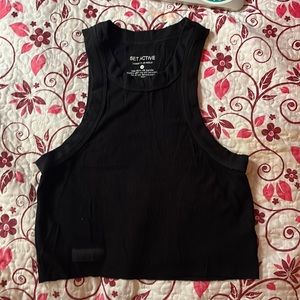 Set Active Black Ribbed crop tank - MED
